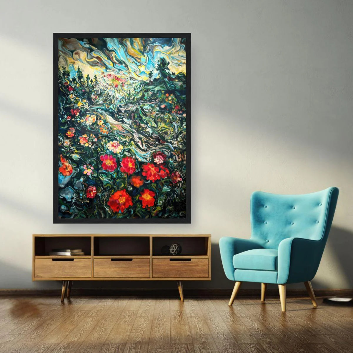 Abstract Floral Landscape Painting