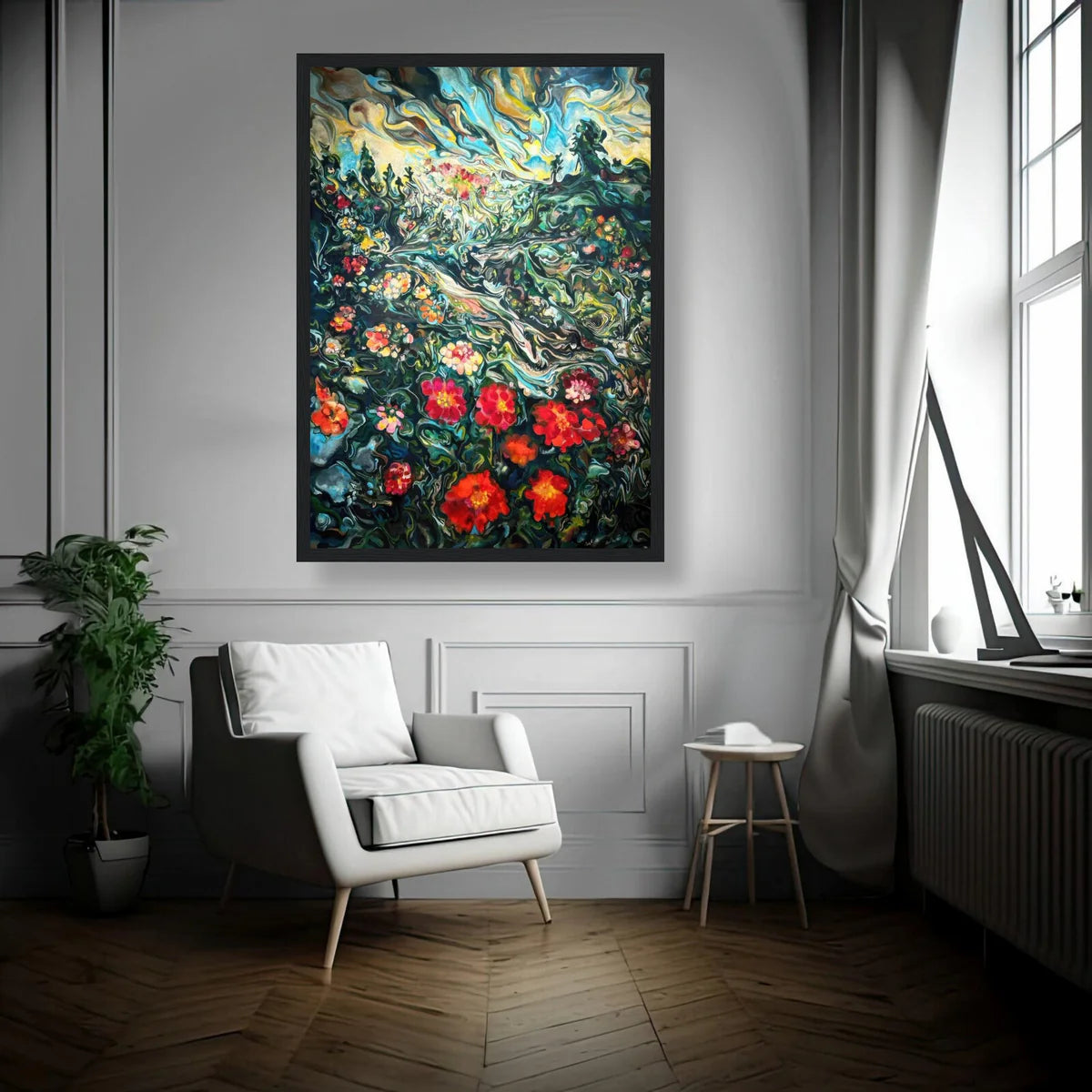 Abstract Floral Landscape Painting