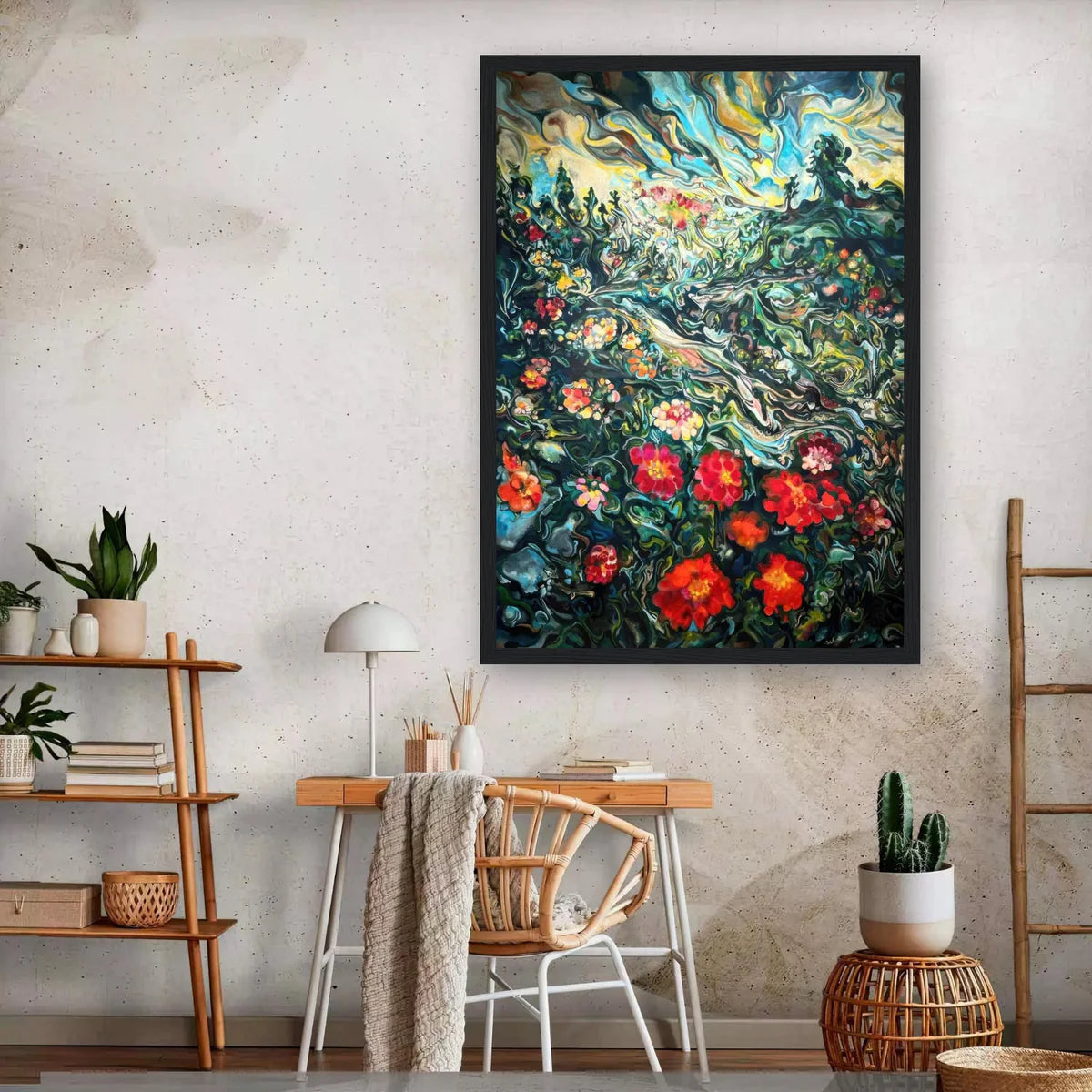 Abstract Floral Landscape Painting