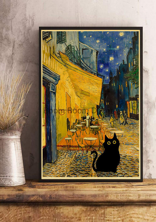 Digital Cats Cute Poster Kraft Paper Prints